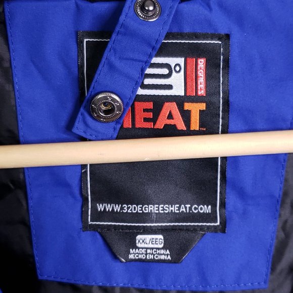 32 Degree Heat Performance Men's 2XL Hydro-Tech Full Zip Rain Shell Jacket Blue - Picture 7 of 11